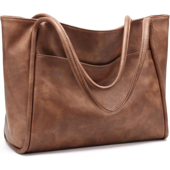 Premium Vegan Leather Tote Bag - Chic Carry-All for Women, 15.35" x 6.3" - Picture 1 of 7